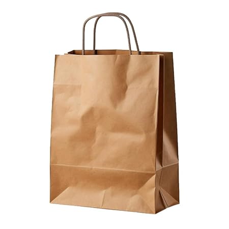 Paper Carry Bag with Handle Brown Paper Gift Bags (Pack of 50)
