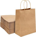 Paper Bags, Gift Bags with Handles, Small Craft Shopping Bags (10X13X5 Inch,Brown)